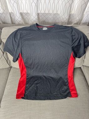 Fila Men's Short Sleeve Athletic Tee - Black with Red Panels